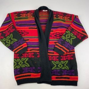 Vintage Hot Cashews Womens Size XL Cardigan Sweater Aztec Made in USA *Read